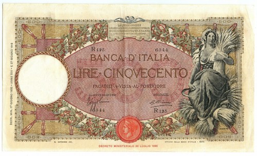 500 lire capranesi mietitrice - lire,