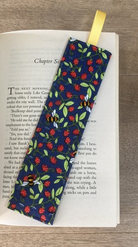 Handmade fabric bookmark navy - handmade,