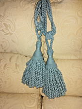 Vintage Pair of LAURA  ASHLEY Curtain Tassel Tie Backs Light Blue