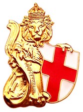 LION AND SHIELD ENGLAND LAPEL BADGE - Cross of St George, Flag, Patriotic