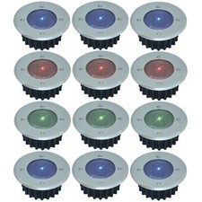 12x Stainless Steel Colour Changing Led Solar Powered Garden Decking Deck Lights