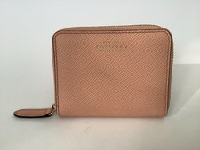 New Smythson ‘Panama’ Small Peach Calf Leather Zip-around Coin Purse