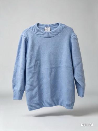 Baby blue fluffy crew neck - blue,