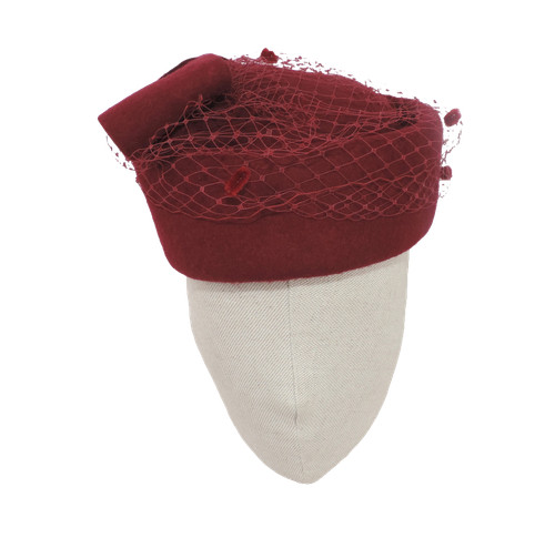 Burgundy wool felt - burgundy, pillbox
