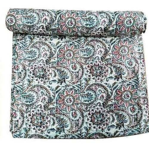 White bed runner kantha - white,