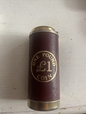 Vintage 1£ COIN HOLDER one Pound cash change dispenser Real Leather 