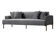 Duke Three Seat Sofa - Dove Grey - Brass Legs