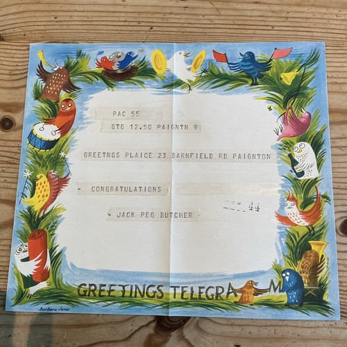 1958 wedding telegram lieut - telegram,,