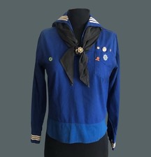 Vintage Girl Scout Mariner Blouse Top Neckerchief with pins patches 1920