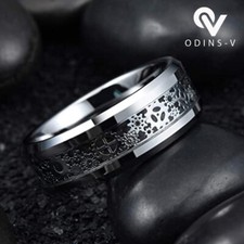 Men's Silver Dragon Wedding Cog Bands Black Gold Blue Rings UK Sizes Women's