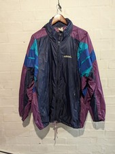 Vintage 80s adidas Originals Jacket Navy Purple Green cagoule anorak large