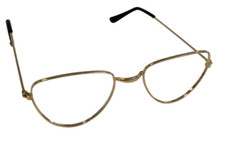 Gold Old Man Half Moon Glasses - Lady Granny Santa Claus Xmas Fancy Dress 