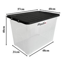 High Quality Plastic Storage Clear Box With Lids Home Office Stackable UK Made