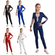 Girls Skating Bodysuit Ballet Unitard Gymnastics Dance Jumpsuit Leotard Catsuit