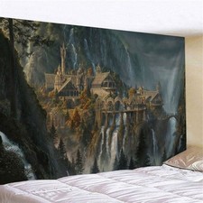 Large Medieval Fantasy Castle Wall Art Tapestry Wall Hanging Backdrop Bedroom