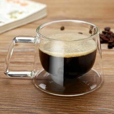 Double Wall Insulated Glass Coffee Glass Mug Tea Cup With Handle 200ml / 270ml