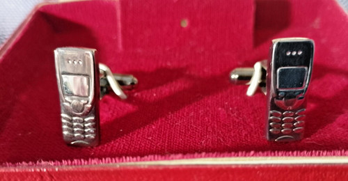 Mobile phone cufflinks pair - phone,