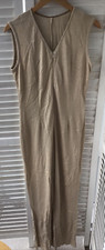MARC CAIN Jumpsuit Catsuit V-Neck Sleeveless Gold Beige Sparkle N4 14 Knit