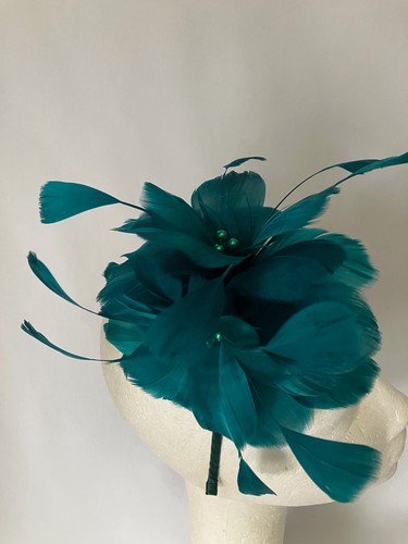 Teal feather fascinator - feather, for