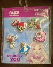 New Authentic Disney Alice in Wonderland Crocs Jibbitz Shoe Charms 5 Pack NWT