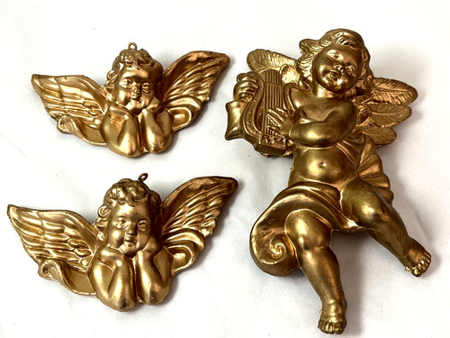 Vintage gold cherubs cupid - vintage,