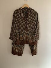 Zara Satin Pyjama Style Top Trousers Matching Co Ord Set Size M