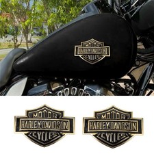 For Harley Davidson CVO Custom Metal Tank Emblems Fuel Gas Badge 3D Gold