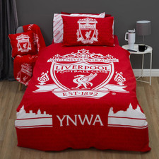 Liverpool FC Single Duvet Cover & Pillowcase YNWA Tone Crest Football Bedding