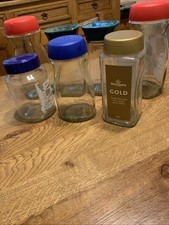 7 x Empty Large Glass Nescafe Coffee Jars Storage Crafts Jam Preserves Chutney