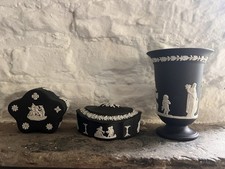 3 x Items of Vintage Wedgwood Jasper Ware Basalt Black