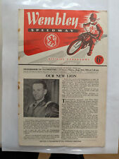 WEMBLEY LIONS v WEST HAM HAMMERS SPEEDWAY PROGRAMME 3/8/1950