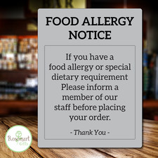 Food allergy sign pub bar - food,