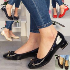 Court Shoes Ladies Casual Work Bow Mid Heel Office Party Smart Comfy Womens Size