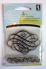Inkadinkado ELEGANT SCROLLWORK 2 Clear Stamps 1 Sheet 6.5cm h. x 6.5cm w.
