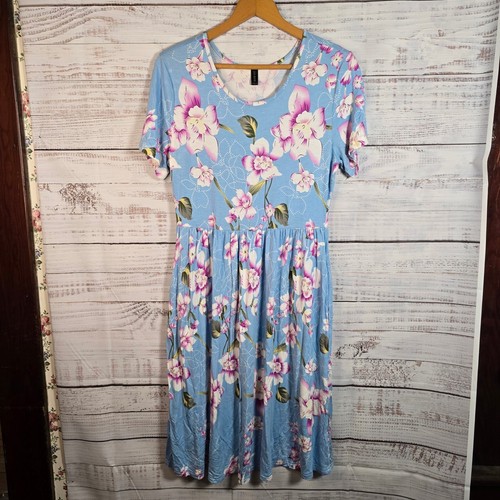Moon blue floral midi dress - db,
