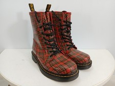 DR MARTENS RAIN DRENCH WELLINGTON TARTAN BOOTS UK4 EU37 Size 4 DM’s 8 Hole Docs