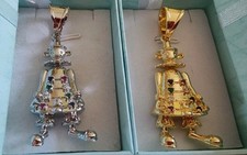 Large Clown Pendant Colored Crystal Stones Gold Silver Comes Gift Boxed B33