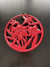 Vintage Cast Iron Trivet Red