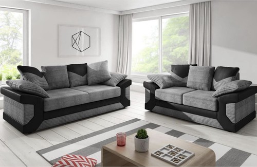 Grey black fabric sofa - grey/black,