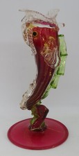 Murano Salviati red glass vintage Victorian antique fish vase B