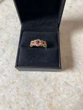 Lovely Vintage 9ct Gold Diamond and Ruby Ring Size L