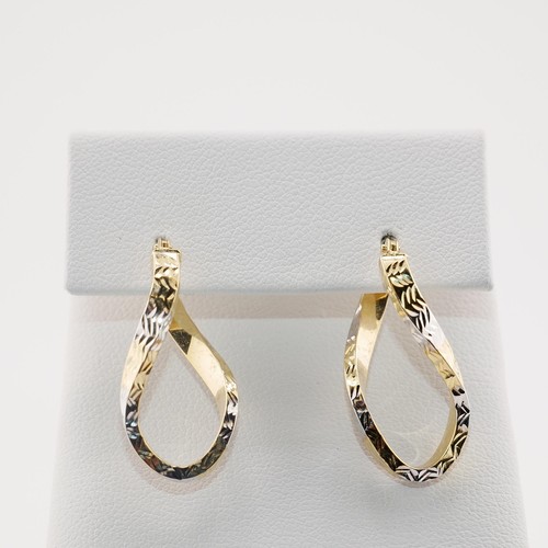 14k gold hollow twist hoop - 14k,