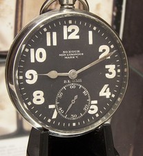 ANTIQUE C1915 DOXA RFC WW1 MILTARY AIRCRAFT PILOT BLACK DIAL POCKET WATCH RUNS