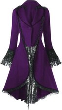 Ladies Steampunk Victorian Gothic Coat Lace Jacket Medieval Vintage Womens Dress