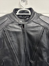 Vtg black leather motorcycle - leather,