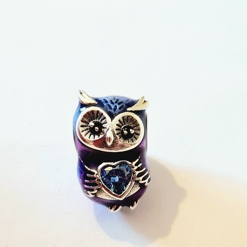 Silver and enamel - silver, owl