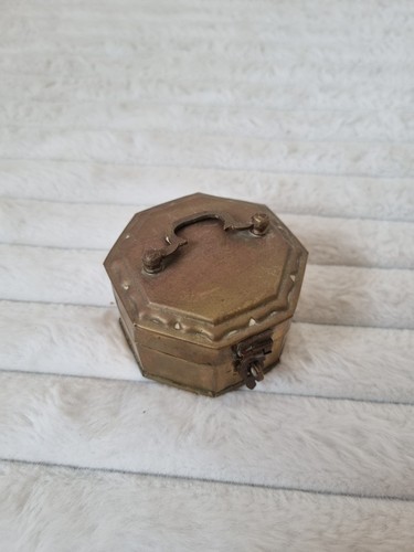 Vintage brass octagon - brass, trinket