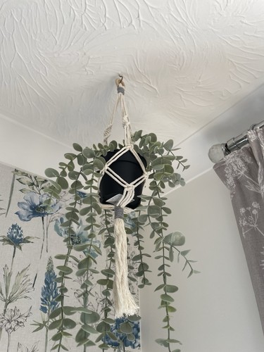 White cotton macramé - white, plant