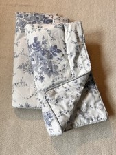 Laura Ashley Quilted Pillow Sham Set of 2, Standard White Blue Rose Floral