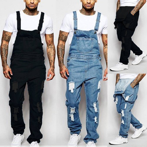 Mens ripped denim overalls - mens,